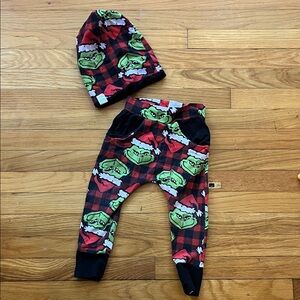 Kids Grinch Plaid Matching Set
